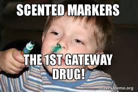 baby boy in striped shirt meme scented markers the first gateway drug